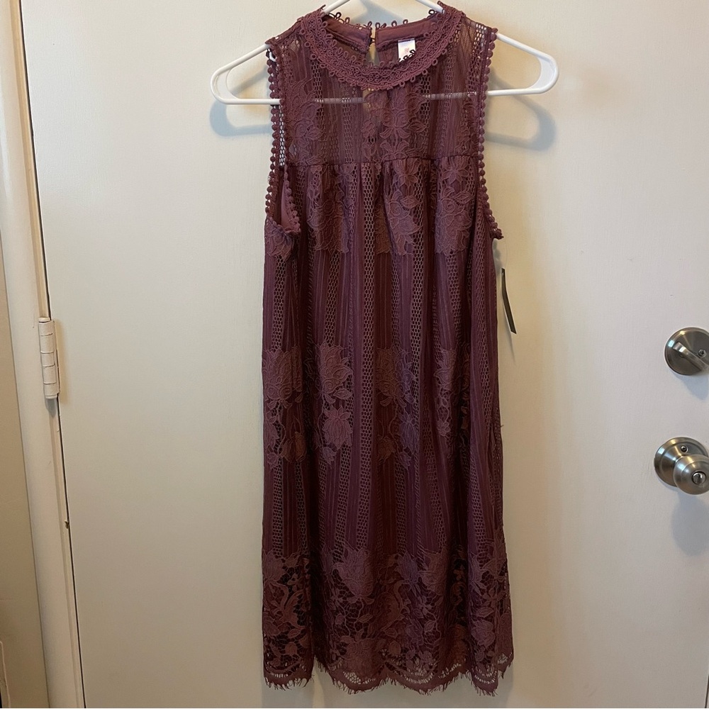 SOLD No Boundaries Rustic Brick Mauve Sleeveless Lace Dress NWT
